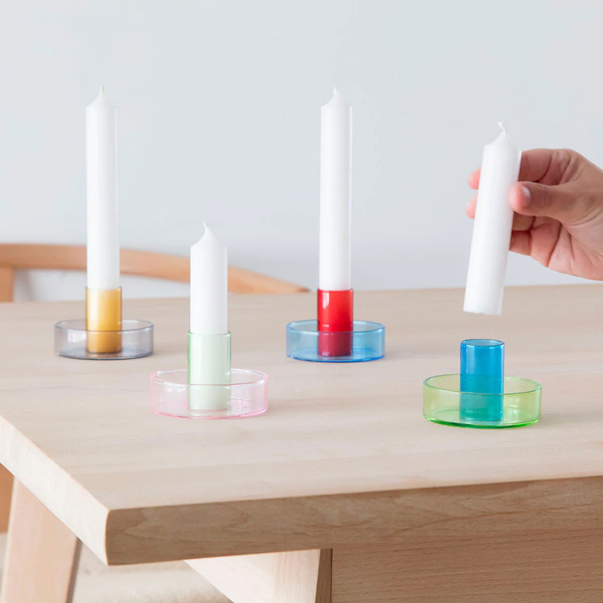 DUO TON | BOUGEOIR en verre bicolore | Conception de blocs