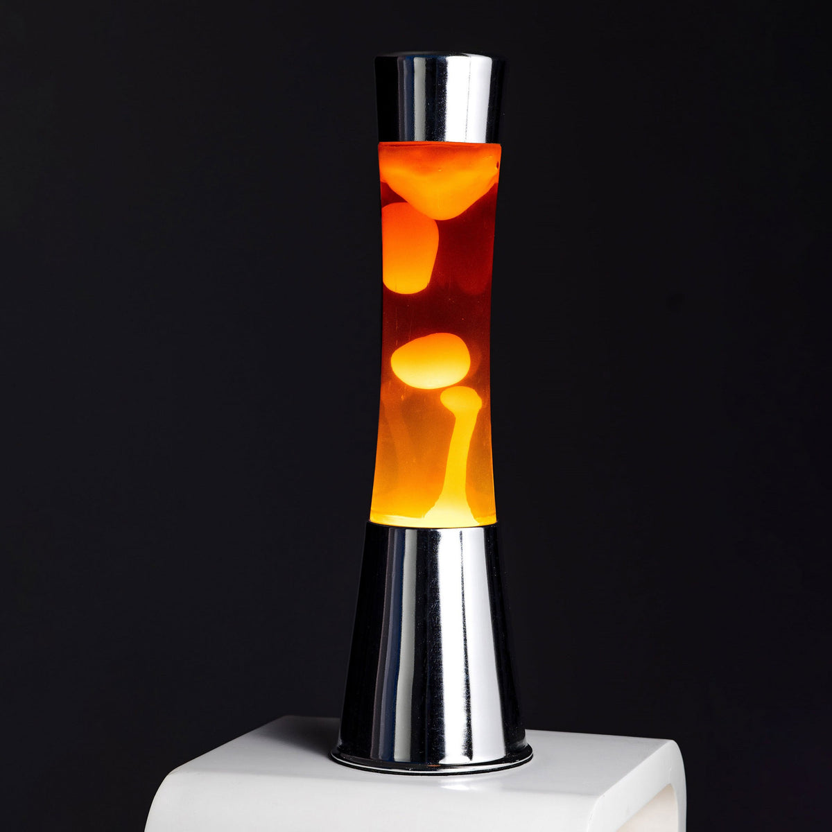 Lavalampe Tower – Chrom · Orange Lava · Retro · 39,5 cm | Fisura