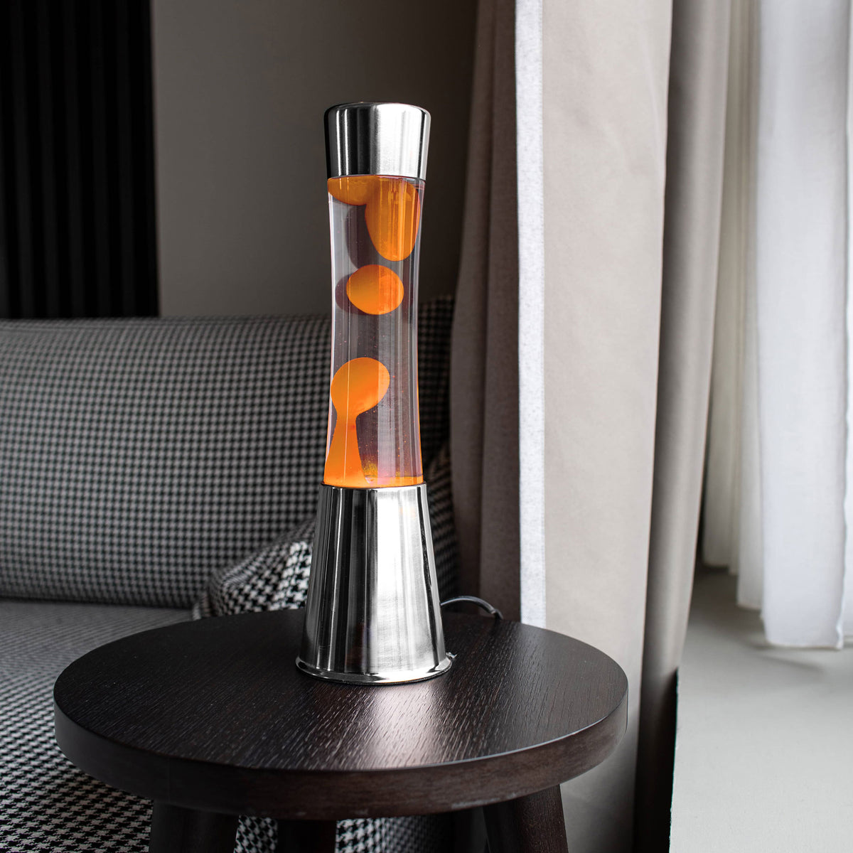 LAVALAMP - lampe à lave - pied chromé lave orange H=40cm | Fisura