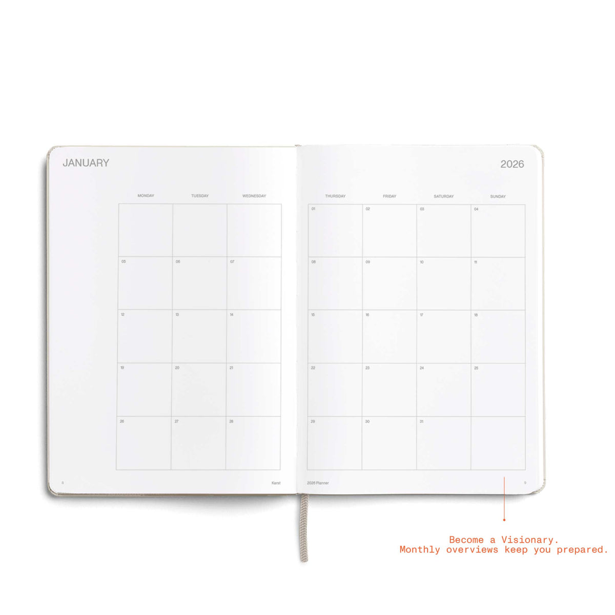 DAILY PLANNER 2026 LATTE - zweiteiliges Tagesplaner & Kalender Set - Hardcover A5 | KarstGoods