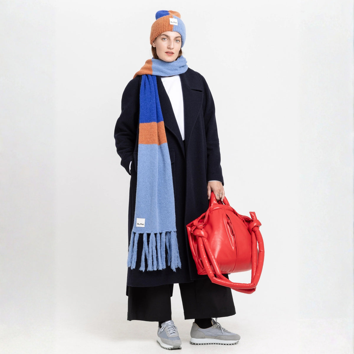 ALPACA SCARF MAXI - Schal aus Wolle - Colorblock Blue | Buffet Clothing