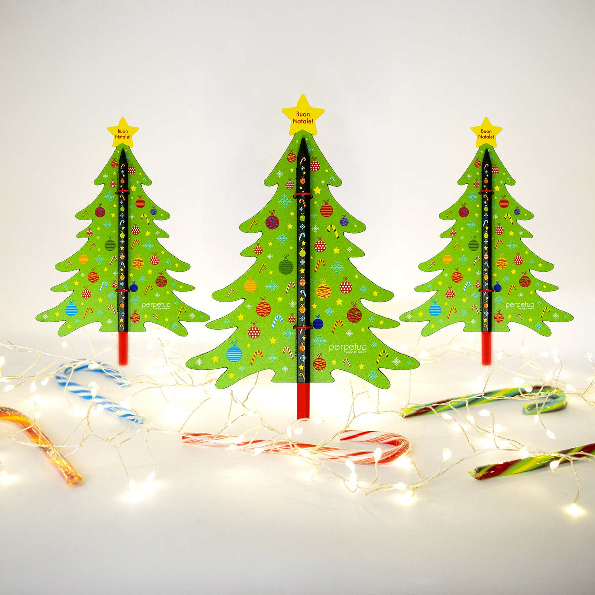 CHRISTMAS TREE PENCIL - Black pencil made from recycled graphite with Christmas icon print | perpetua