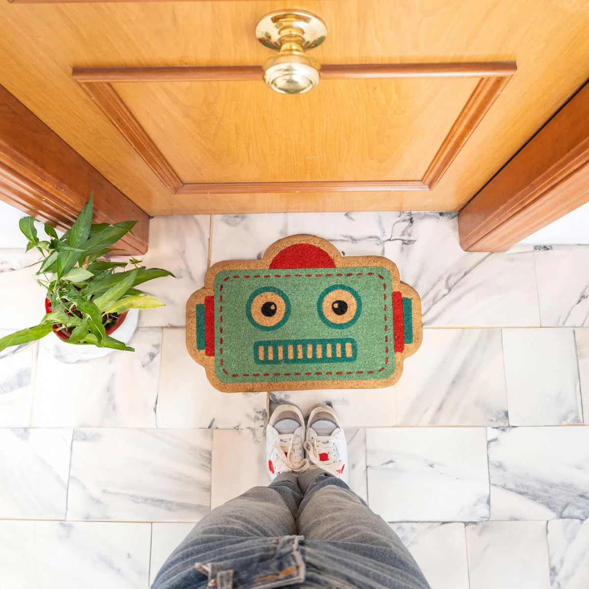 Fußmatte Roboter – Hellblau · Kinder-Motiv · 60×40 cm | Fisura