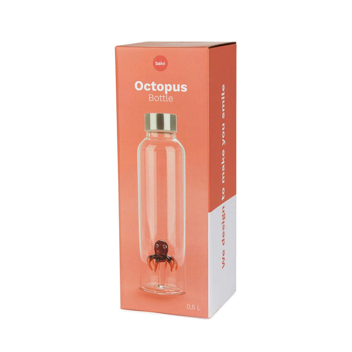 Glasflasche Atlantis Octopus Klein – Bernstein · 0,5 L | Balvi