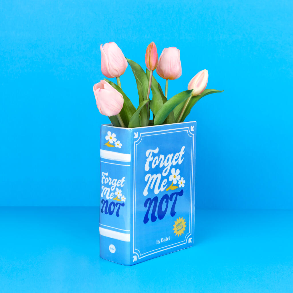 Buchvase "Forget Me Not" – Blau · Keramik · 20 cm | Balvi