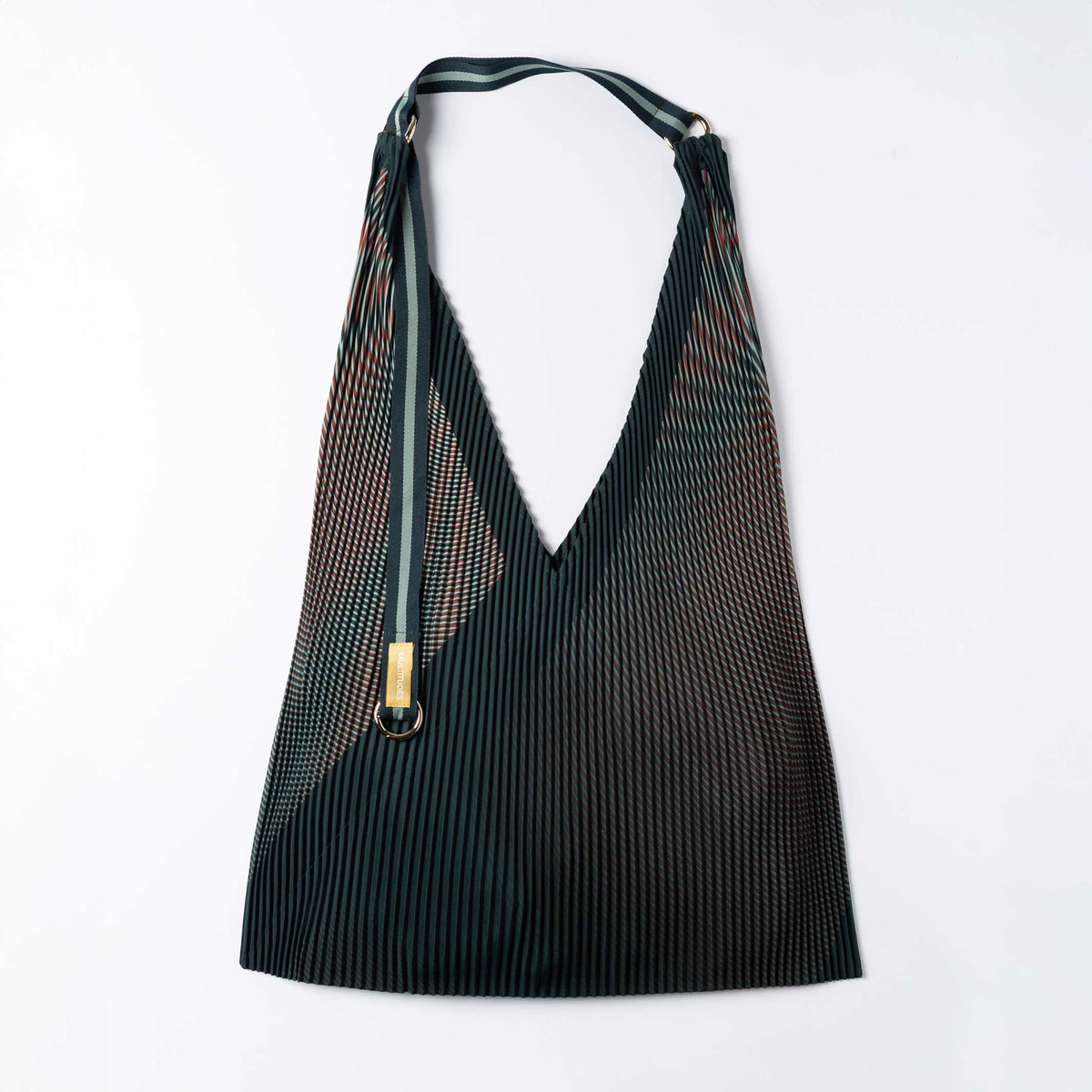 Y-Tasche Isabella – Grün · Plissee-Satin · 30 × 60 cm | Multitudes