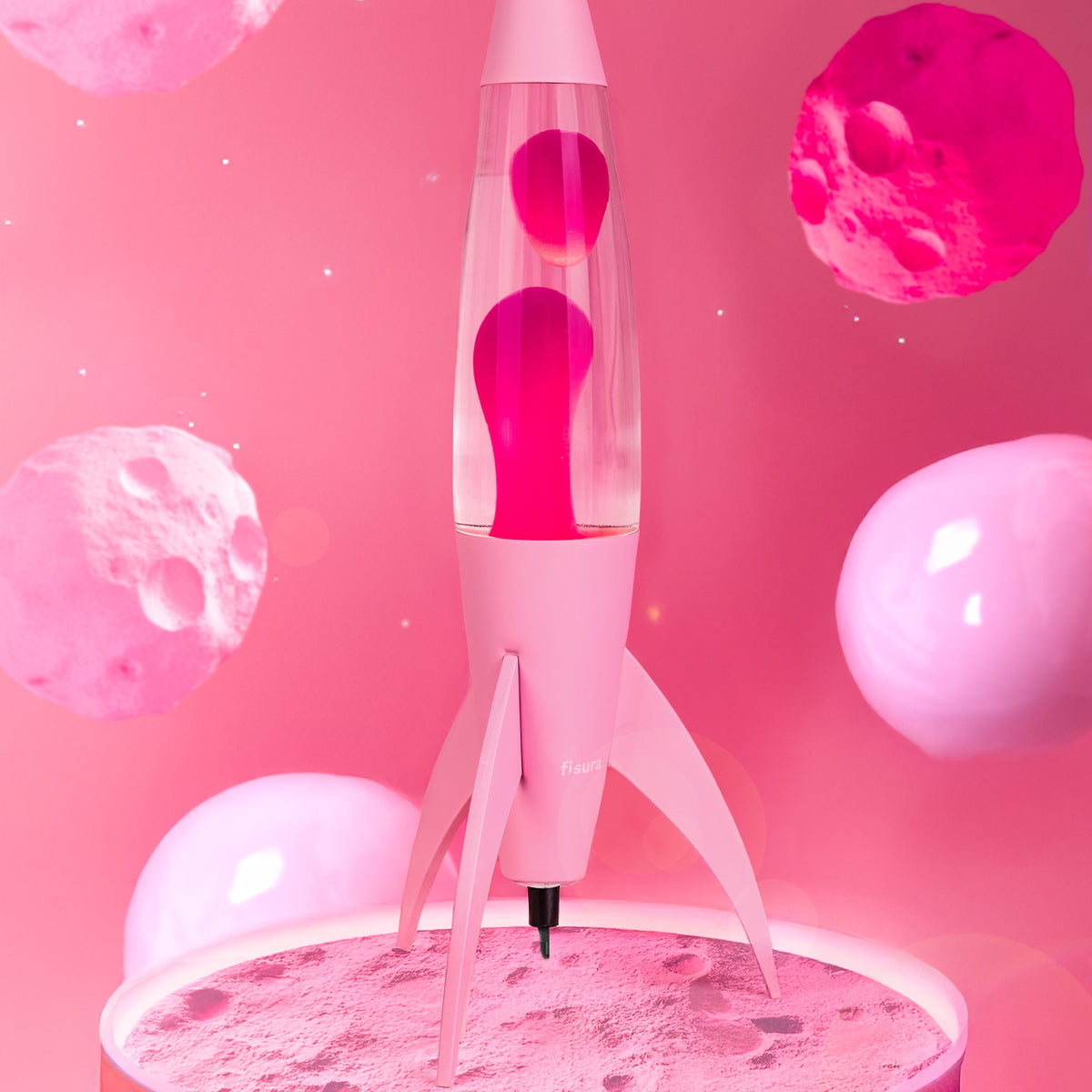 Lavalampe Rocket – Rosa Monochrom · Retro · 45 cm | Fisura