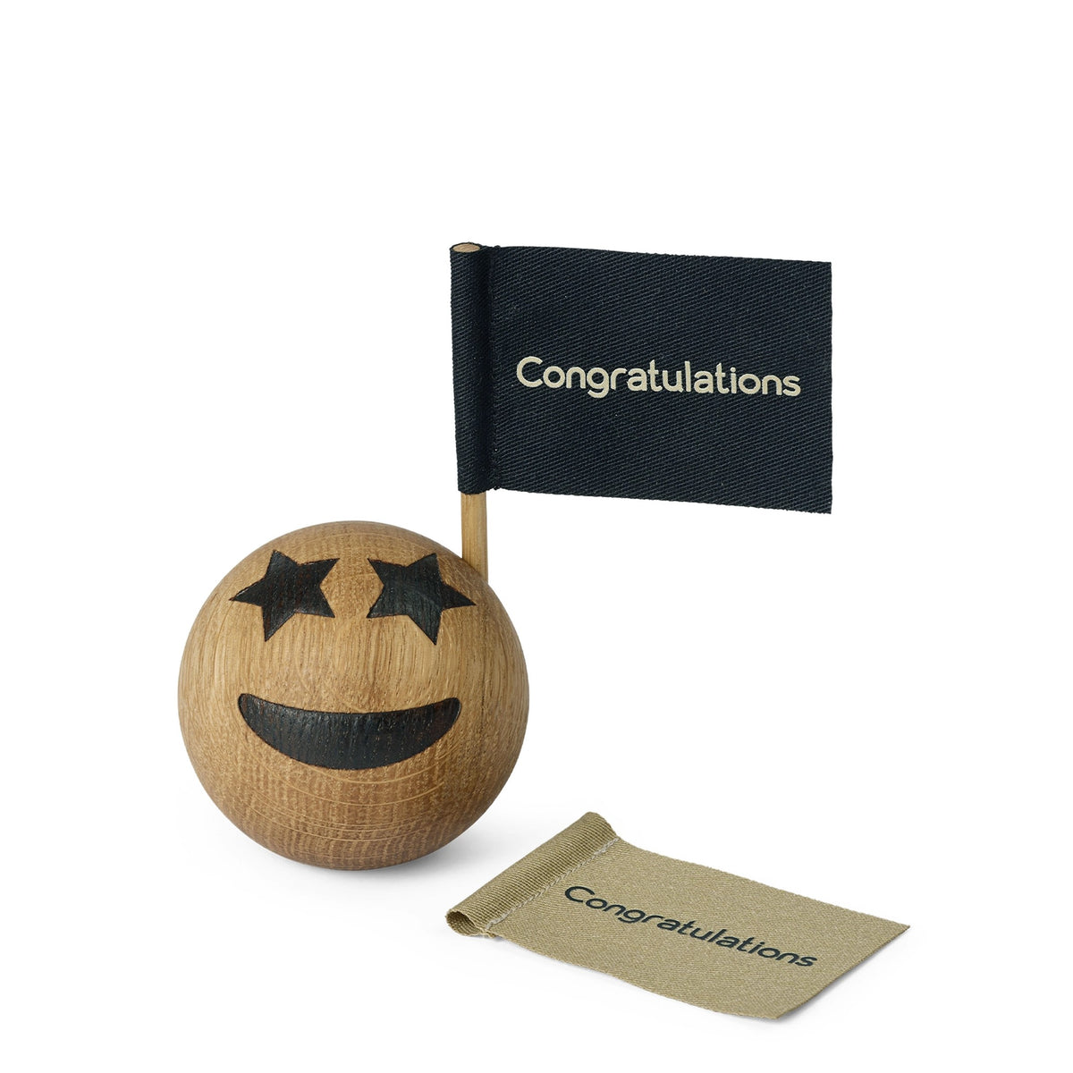 Wooden Emoticon Congratulations – Oak · Ø 5 cm | Spring Copenhagen