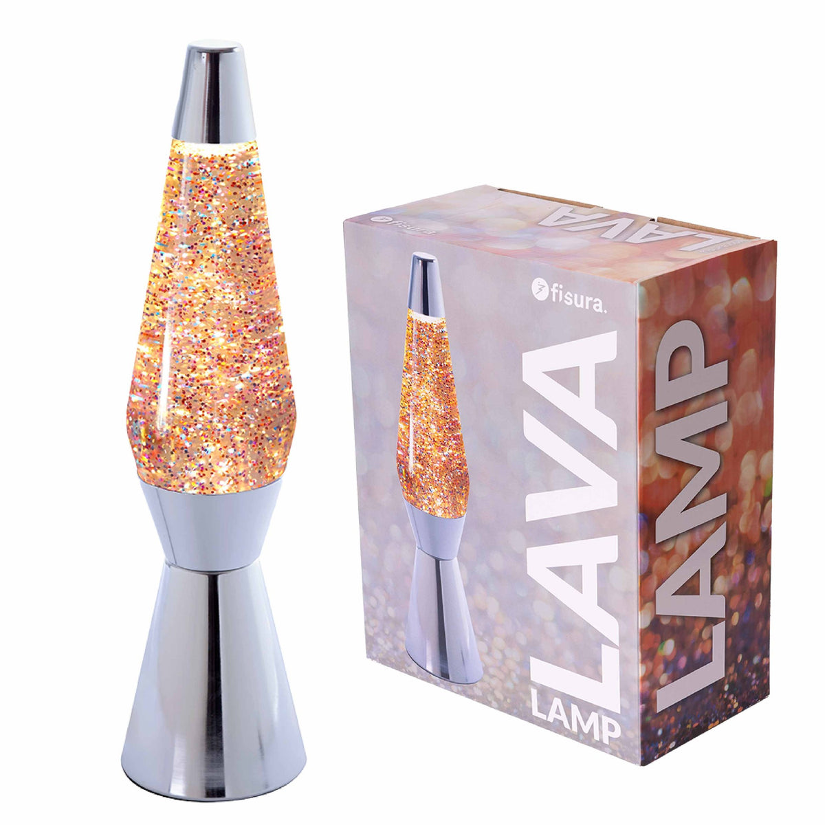 Lavalampe Bullet – Pink Glitter · Retro · 40 cm | Fisura