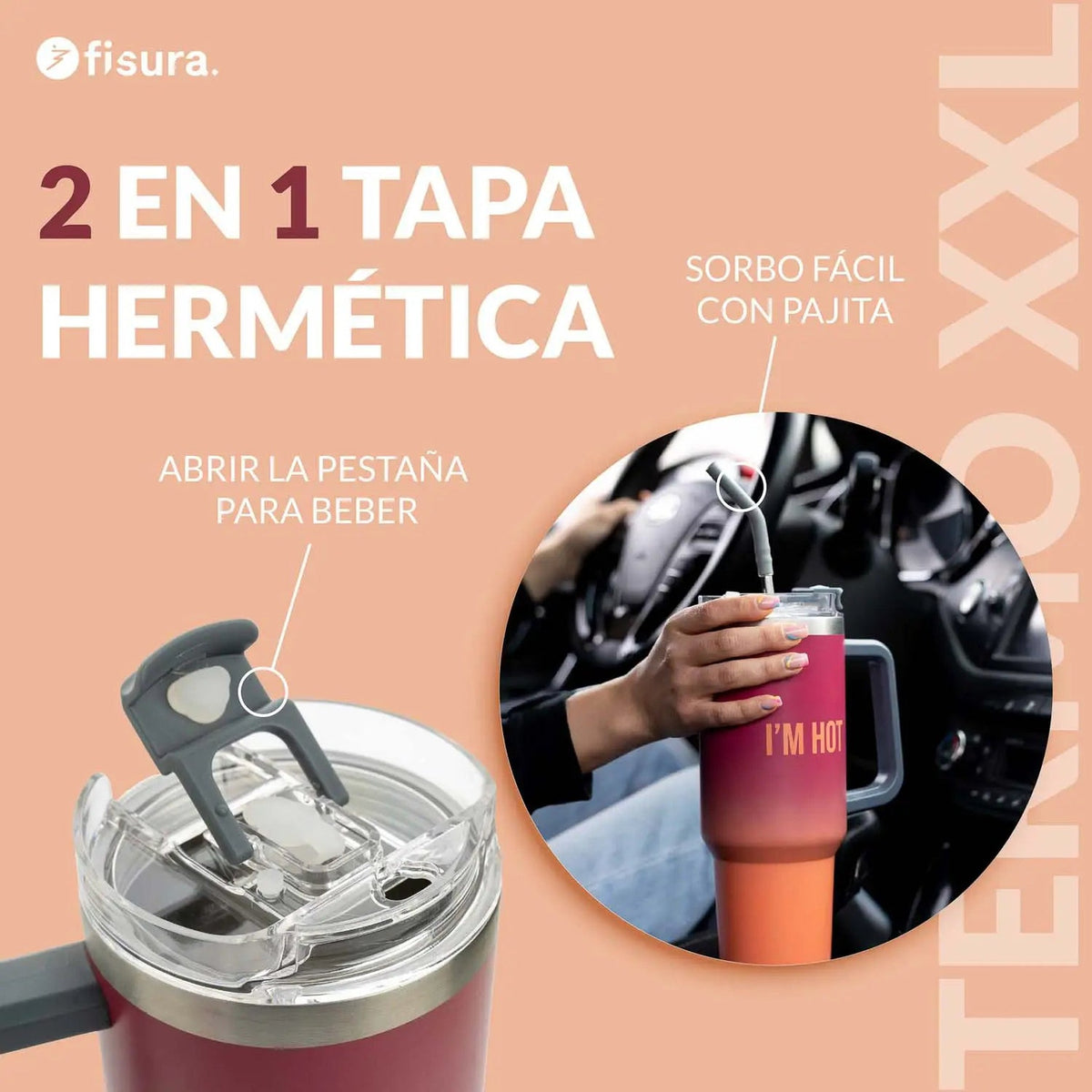 XXL-Thermosflasche "I'm Hot" – Edelstahl · 1,2 l | Fisura