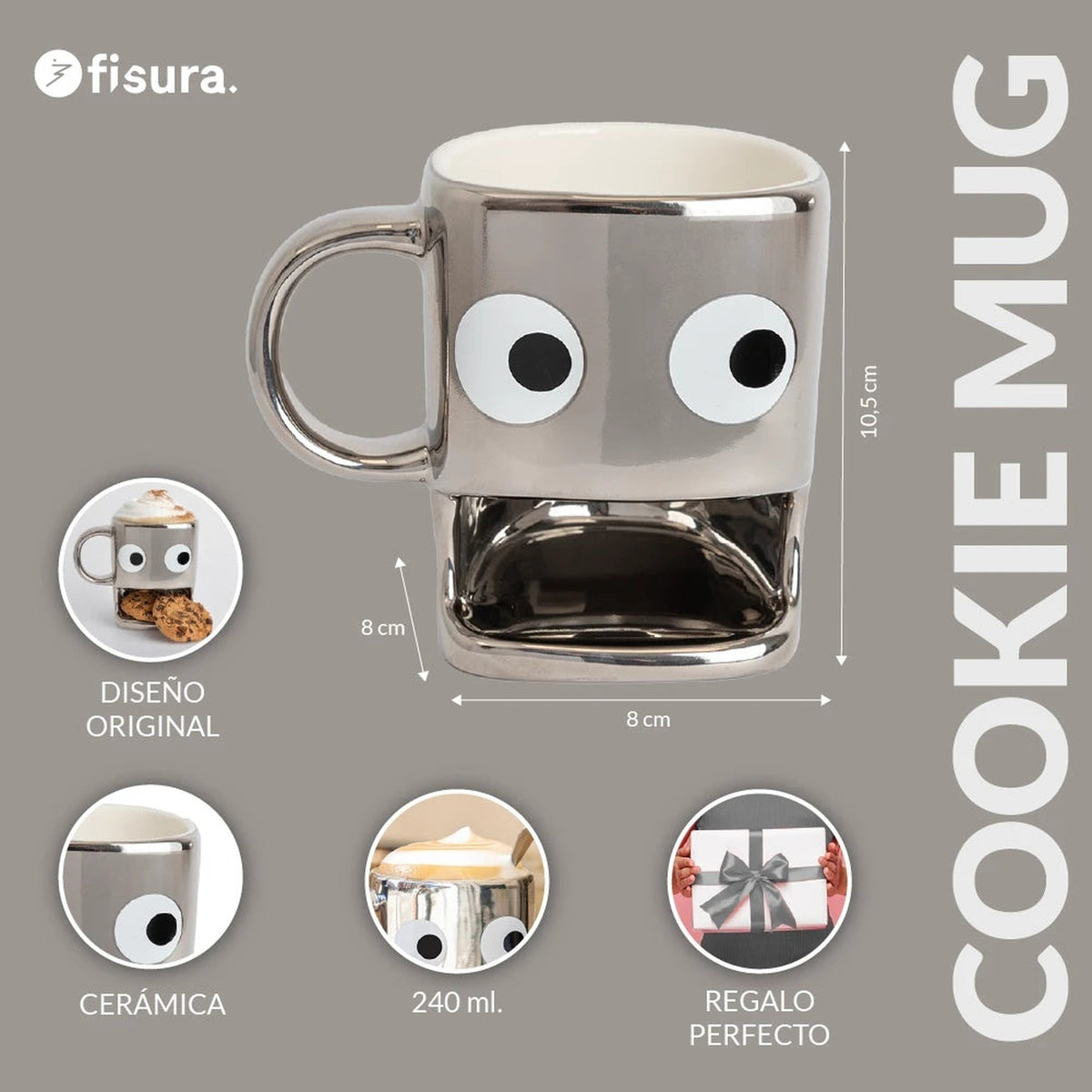 Keks-Tasse – Silber · Keramik · Keks-Fach | Fisura