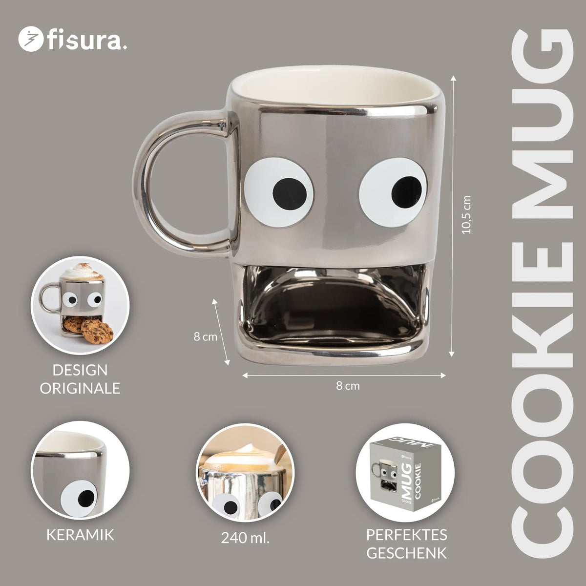 Keks-Tasse – Silber · Keramik · Keks-Fach | Fisura