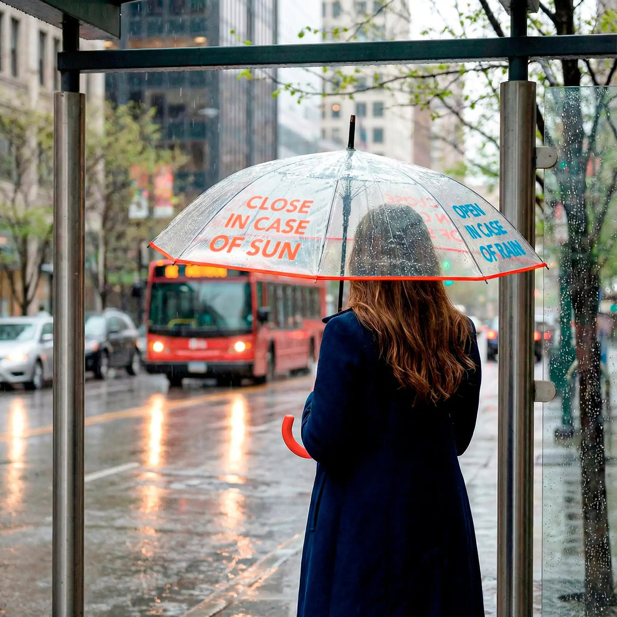 Regenschirm "open in case of..." – Transparent · Ø 103 cm | Fisura