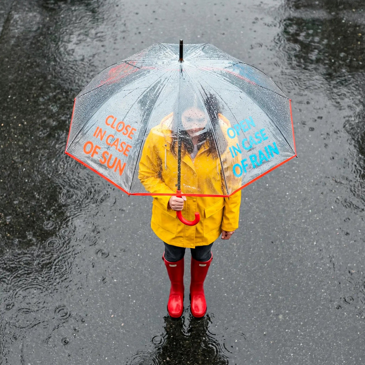 Regenschirm "open in case of..." – Transparent · Ø 103 cm | Fisura
