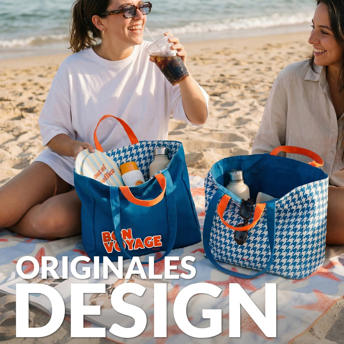 Strandtasche "Bon Voyage" – wendbar · 36 × 31,5 cm | Fisura