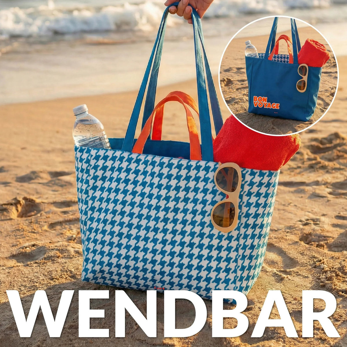 Strandtasche "Bon Voyage" – wendbar · 36 × 31,5 cm | Fisura