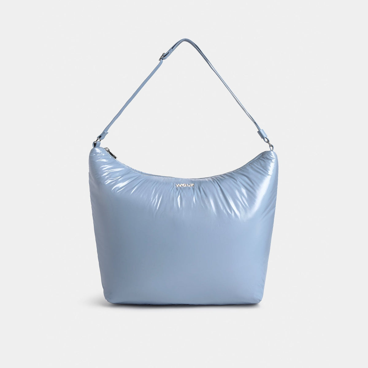Beuteltasche Steel – Stahlblau · Glossy · Recycelt · 42 x 25 cm | Wouf