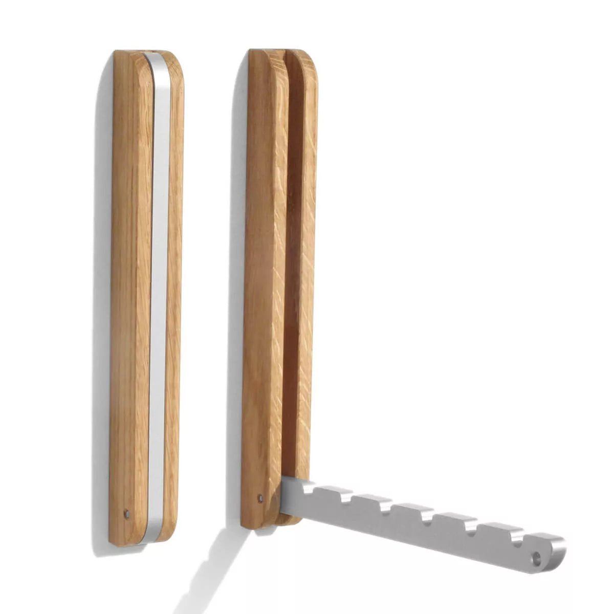 Wandhaken klappbar – Eiche · Aluminium · 6 Haken | side by side