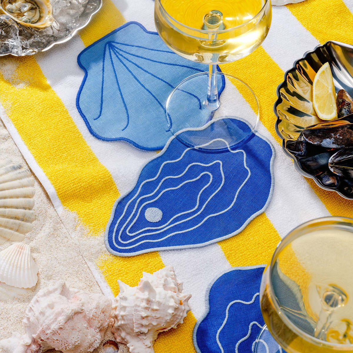 Cocktailservietten Shell – Leinen · 4er-Set | Piecework