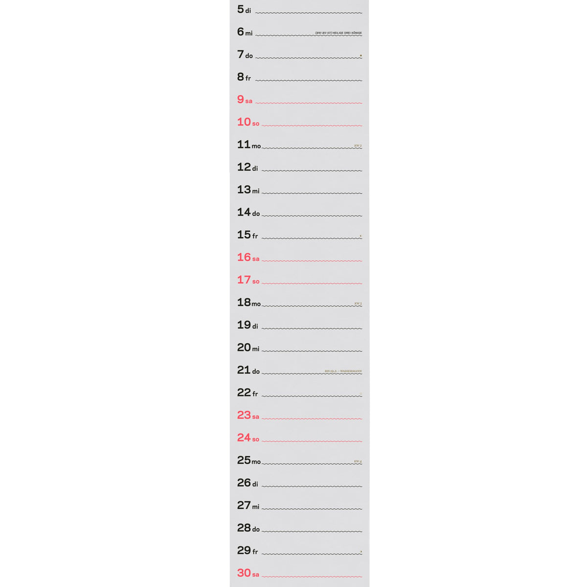 Streifenkalender 2027 – Siebdruck · 12×69 cm | rikiki
