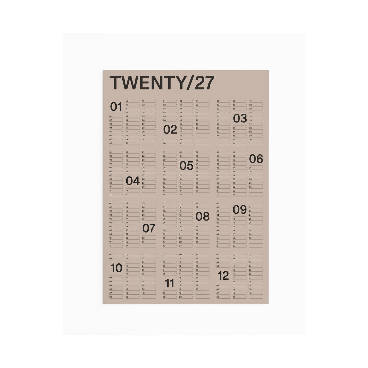 Jahres-Wandkalender 2027 – Steinpapier · A1 · 60×85 cm | Karst