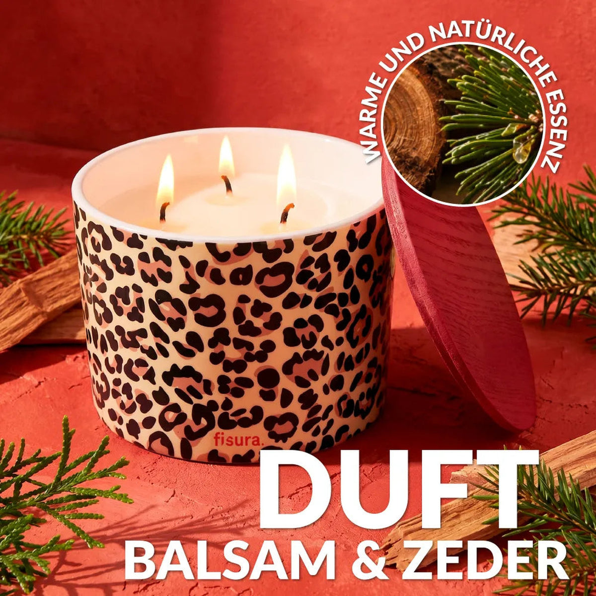Duftkerze Leopard – Keramik · Zeder & Balsam | Fisura
