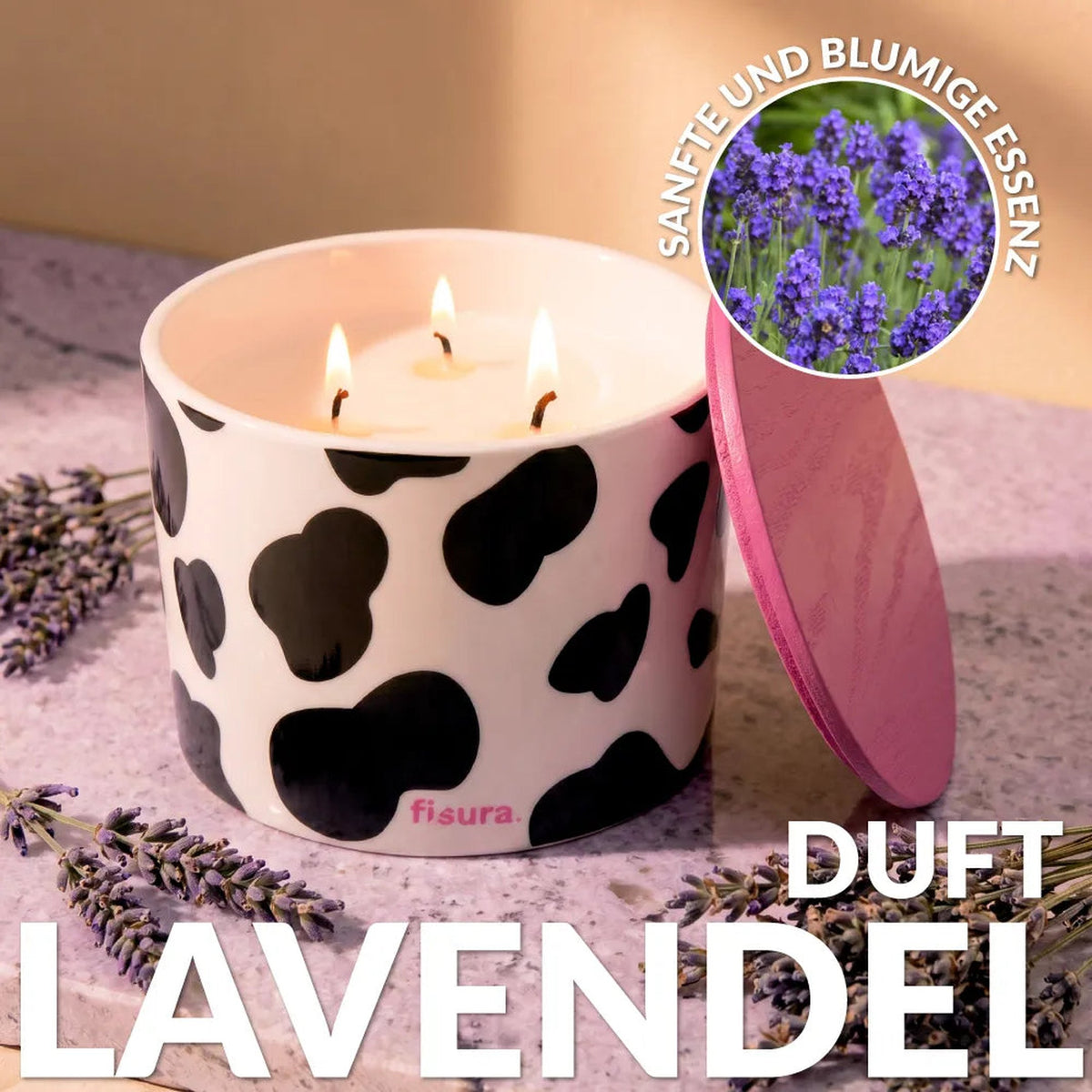 Duftkerze Kuh – Keramik · Lavendel | Fisura