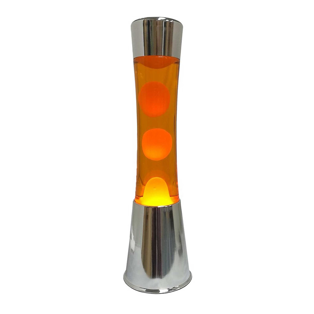LAVALAMP - lampe à lave - pied chromé lave orange H=40cm | Fisura