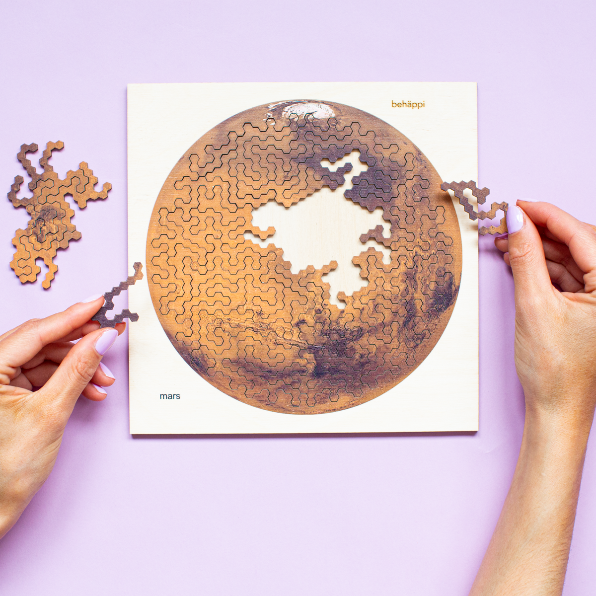 MARS - Außergewöhnliches IQ-HOLZPUZZLE - PLANETEN-Serie - Level Schwer | Behäppi