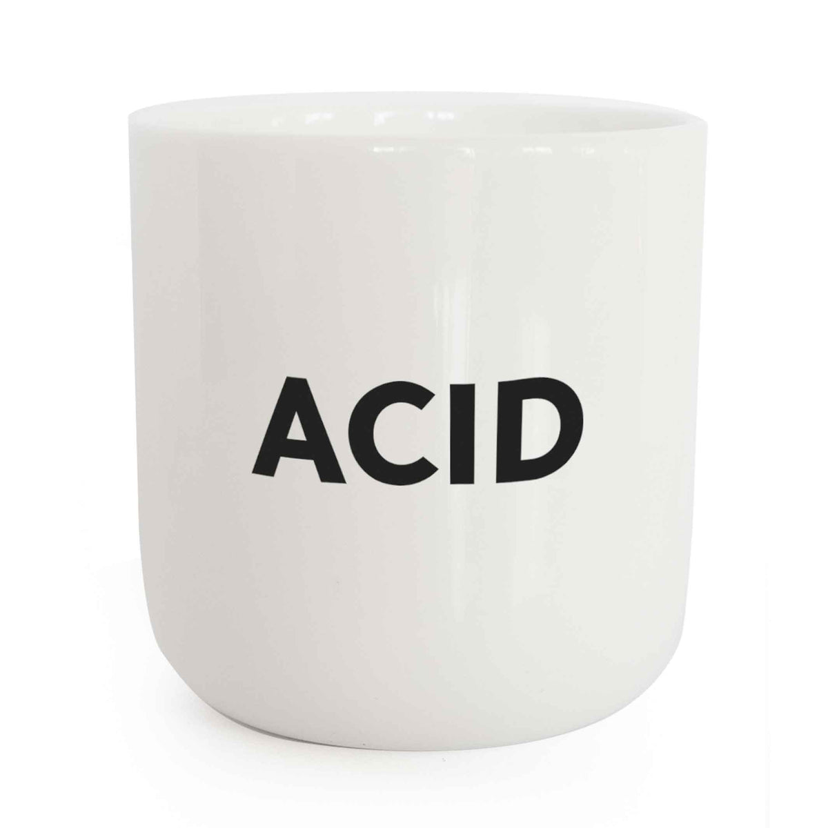 ACID | weisser Kaffee- & Tee-BECHER mit schwarzer Typo | Beat Serie | PLTY