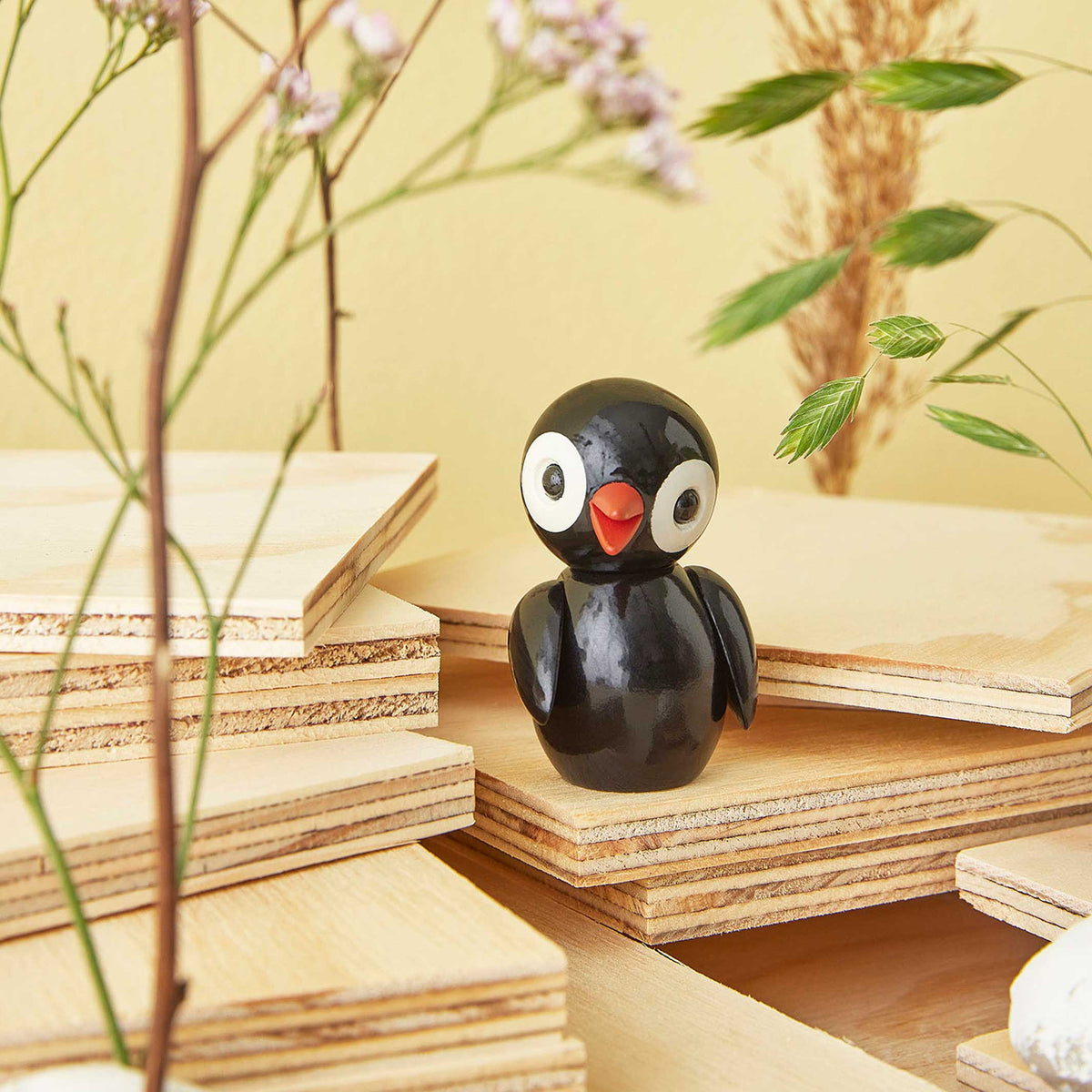 Deco Bird "Bold Black" – Beech · 6.5 cm | Spring Copenhagen
