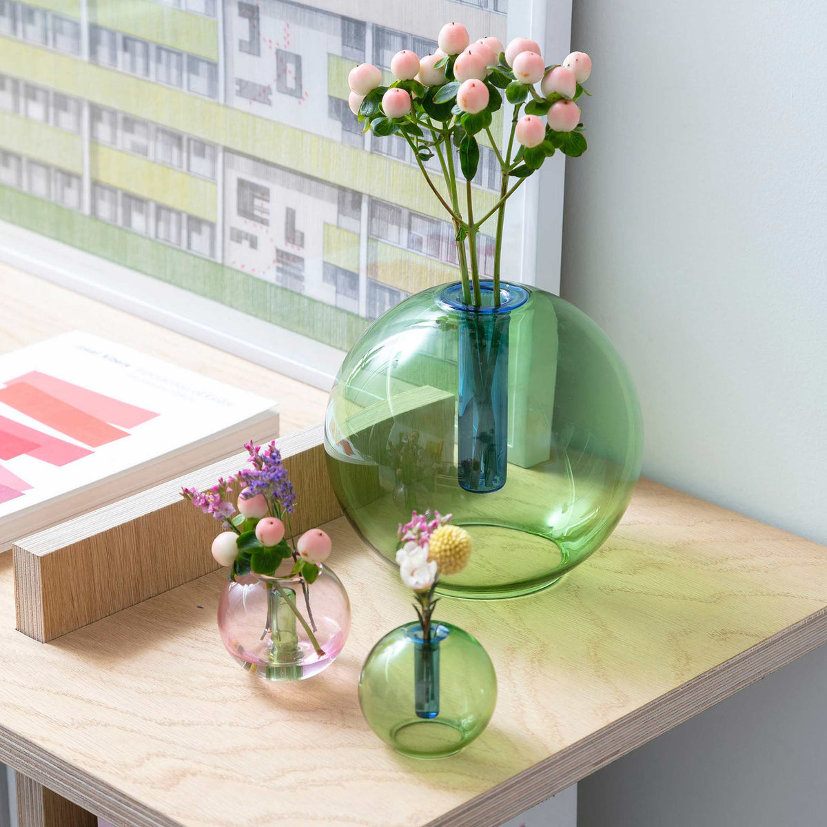 BUBBLE VASE - Glas-Vase - Grün & Blau | Block Design