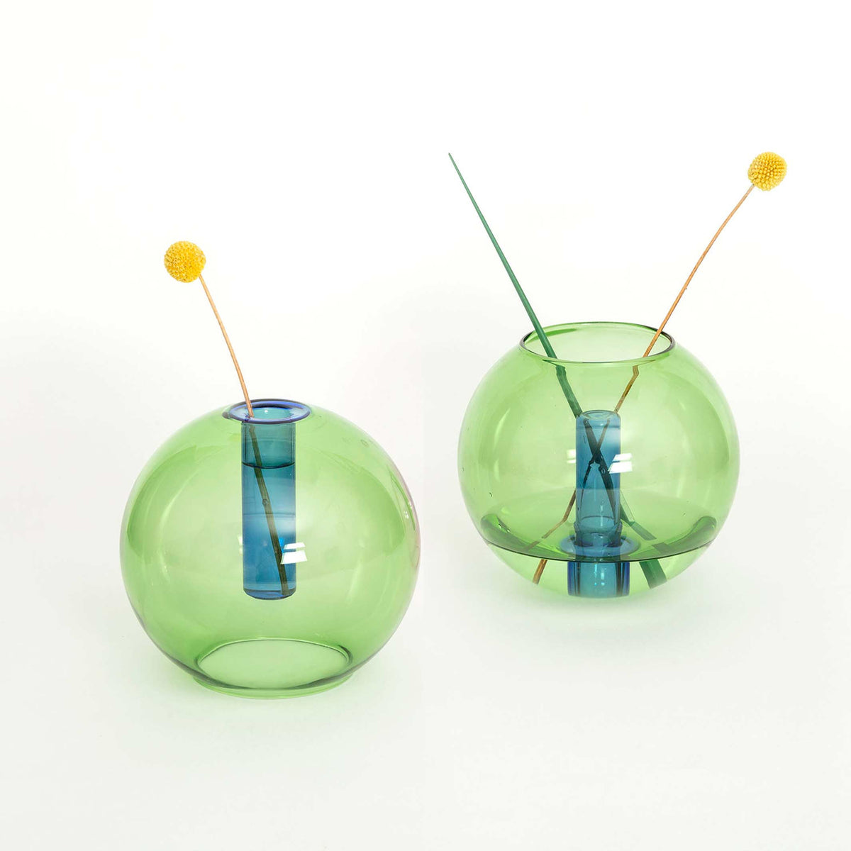 BUBBLE GLASS VASE - Green & Blue | Block Design