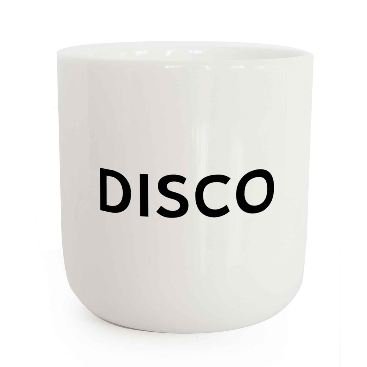 DISCO | weisser Kaffee- & Tee-BECHER mit schwarzer Typo | Beat Serie | PLTY