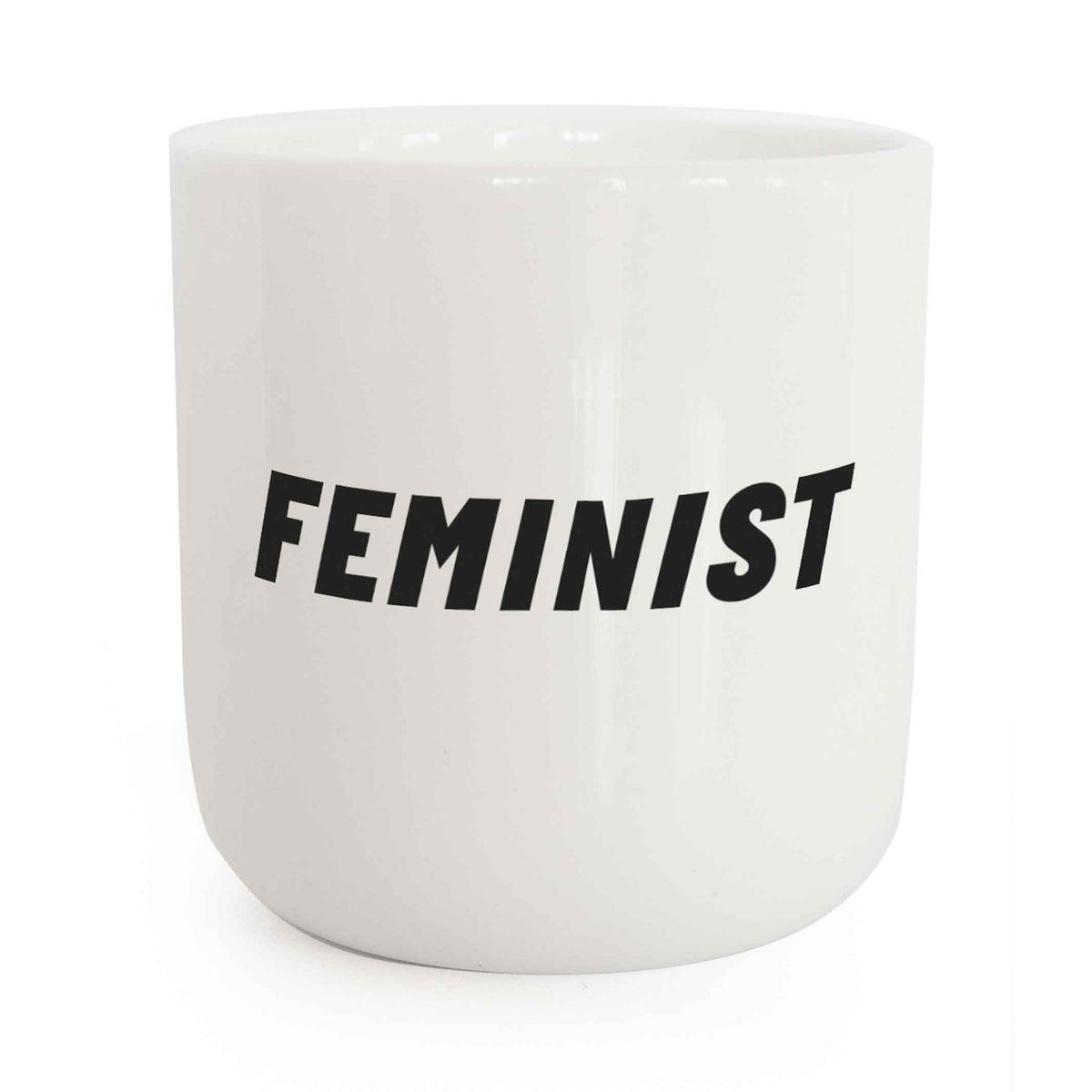 FEMINIST | weisser Kaffee- & Tee-BECHER mit schwarzer Typo | Attitude Serie | PLTY