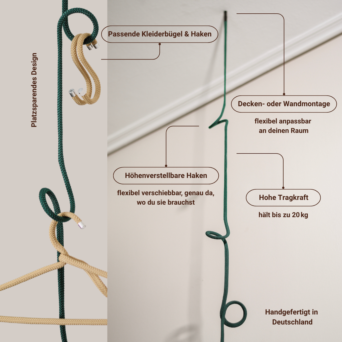 Seilgarderobe "Loop Rope" – 240 cm | Peppermint Products
