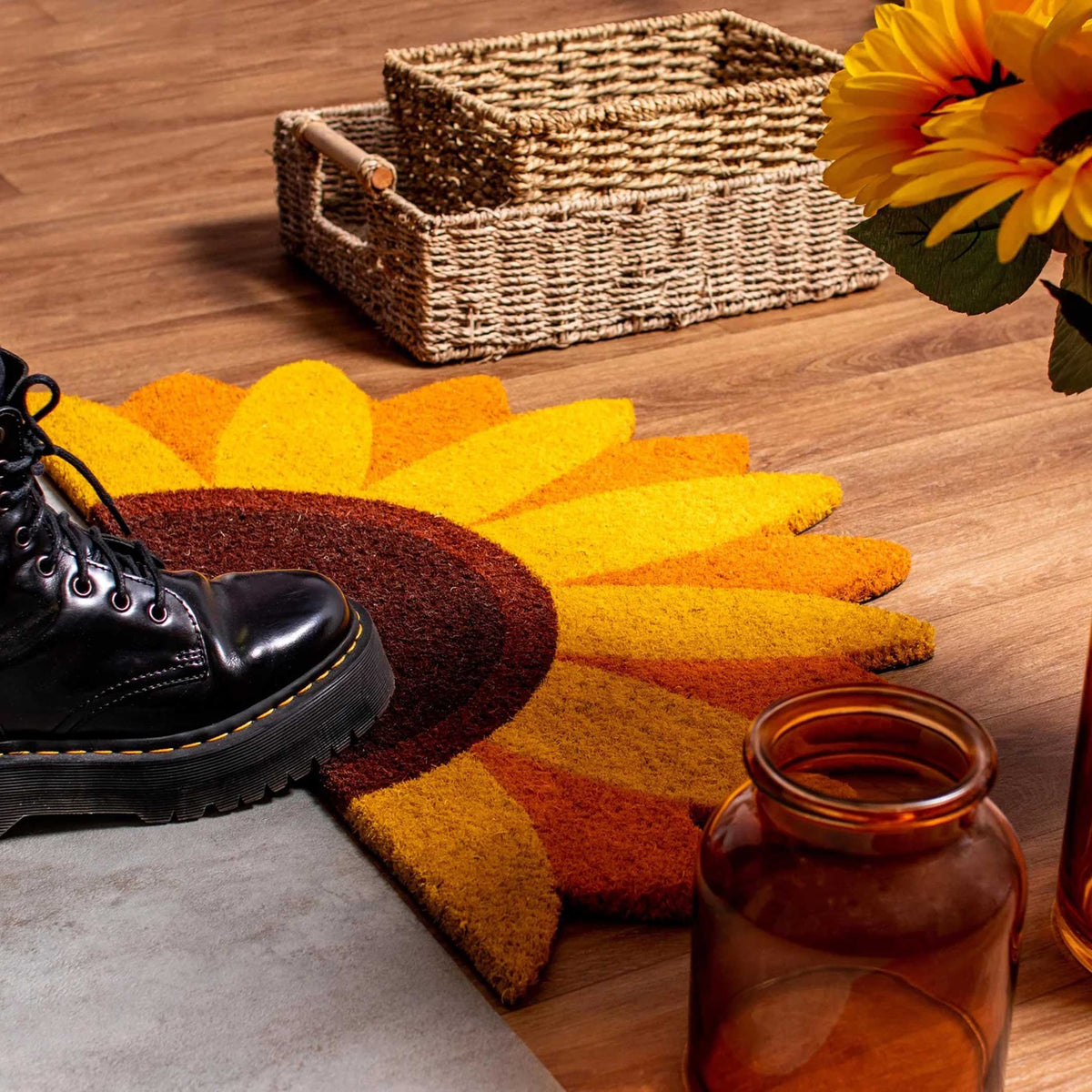 Doormat Sunflower – Yellow · Floral Motif · 70×40 cm | Fisura