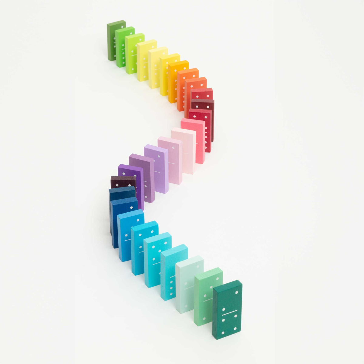 GRADIENT DOMINOES | Holz-DOMINO SPIEL m. 28 Steinen | Block Design