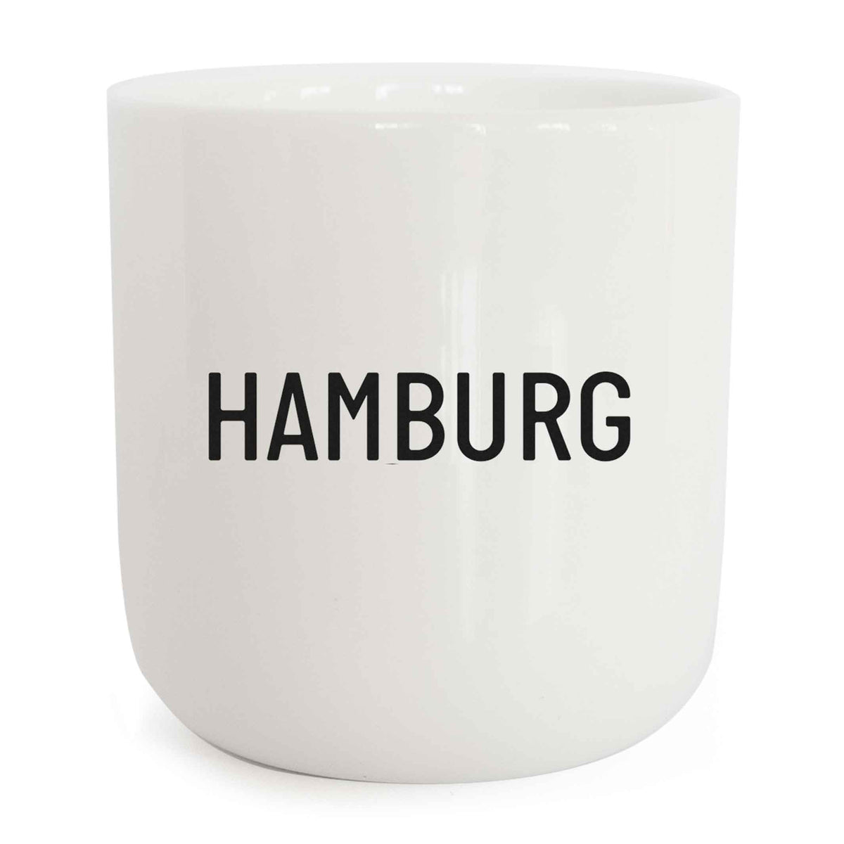 HAMBURG | weisser Kaffee- & Tee-BECHER mit schwarzer Typo | City Collection | PLTY