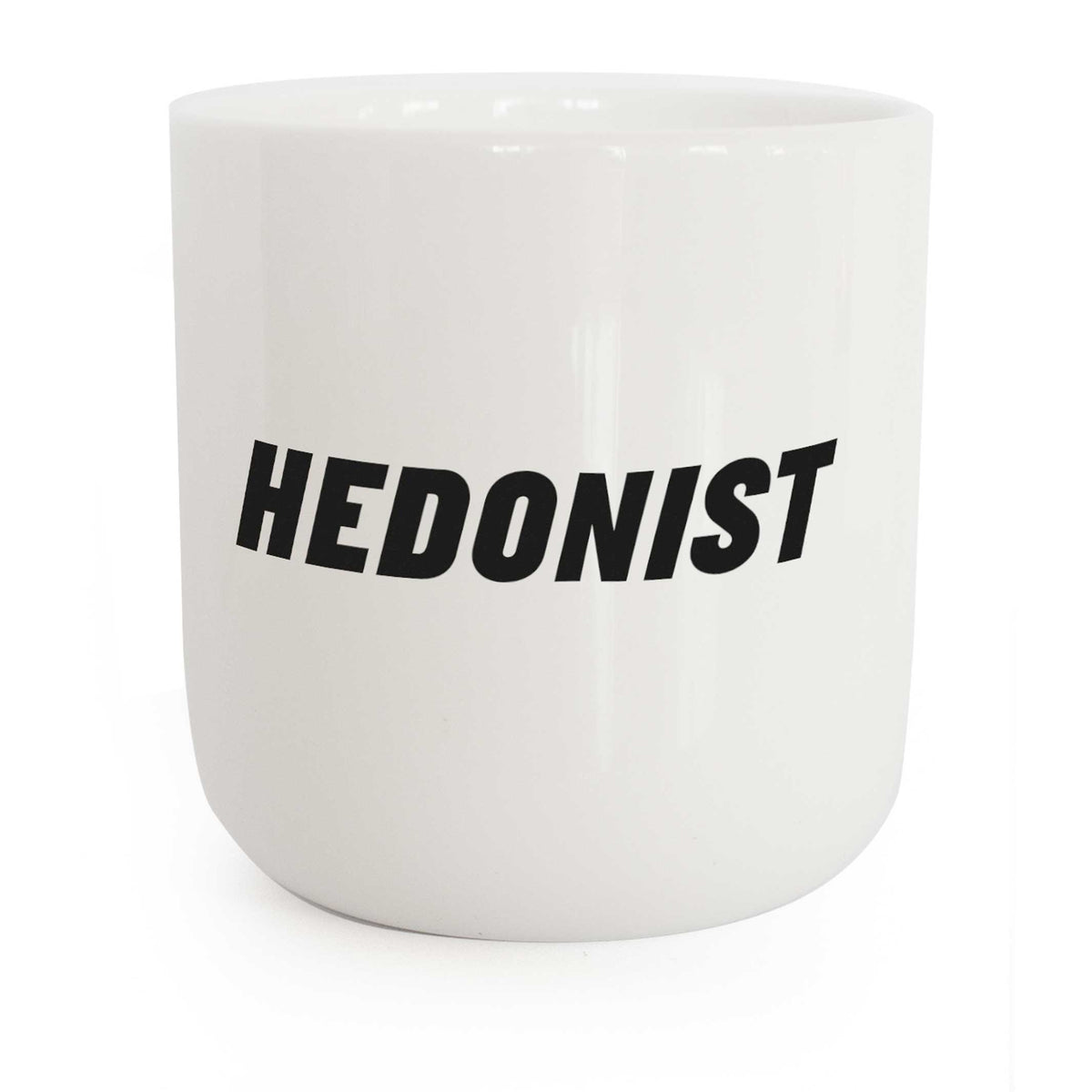 HEDONIST | weisser Kaffee- & Tee-BECHER mit schwarzer Typo | Attitude Serie | PLTY