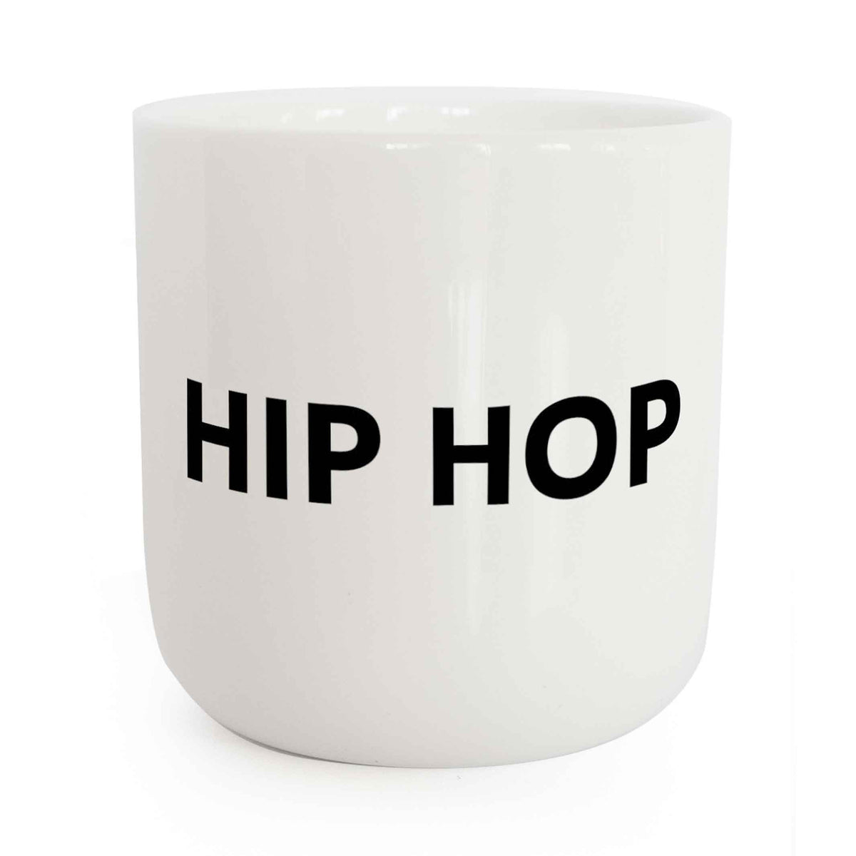 HIP HOP | weisser Kaffee- & Tee-BECHER mit schwarzer Typo | Beat Serie | PLTY