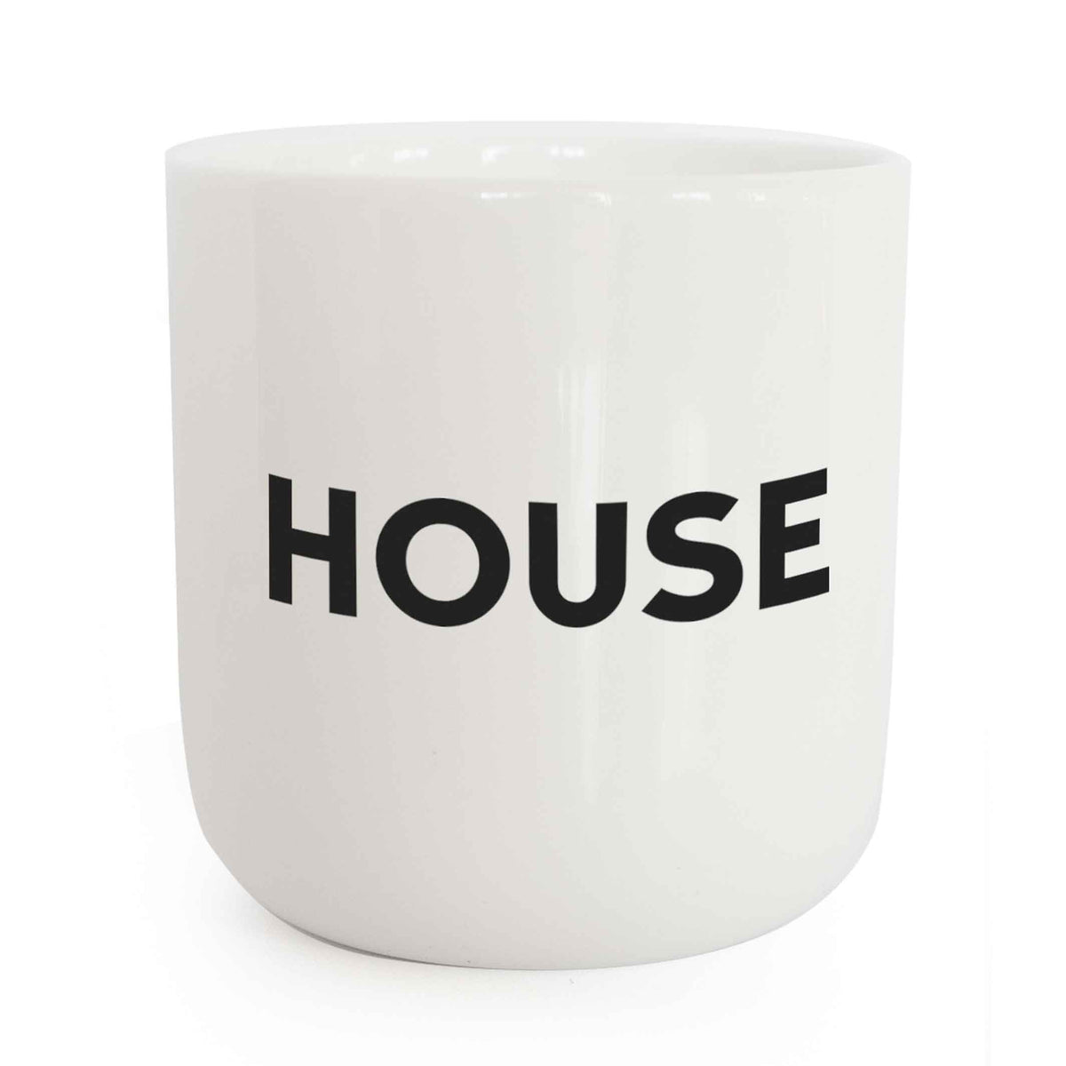 HOUSE | weisser Kaffee- & Tee-BECHER mit schwarzer Typo | Beat Serie | PLTY