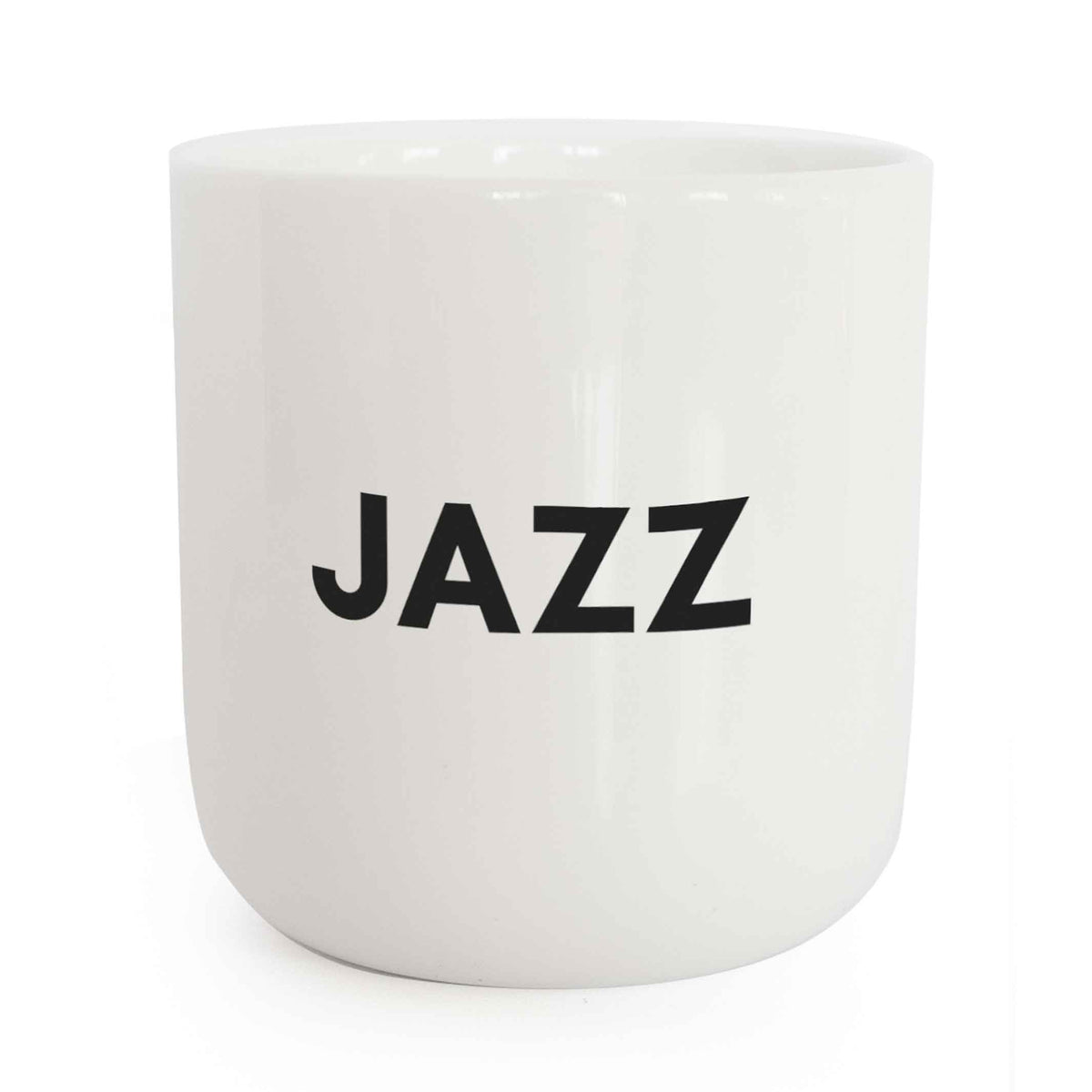JAZZ | weisser Kaffee- & Tee-BECHER mit schwarzer Typo | Beat Serie | PLTY