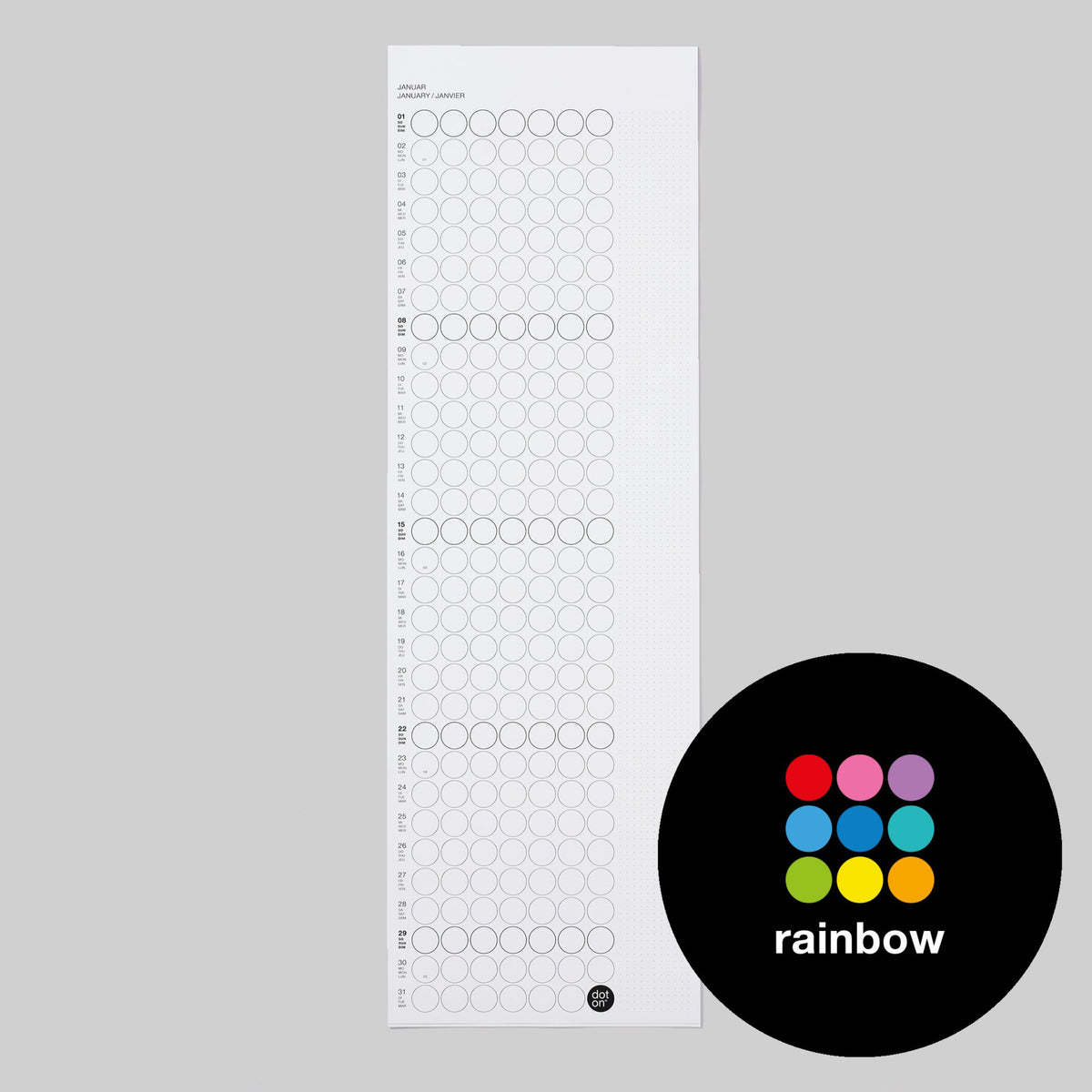 MAXI RAINBOW - Monatsplaner - mit Klebepunkten | dot on