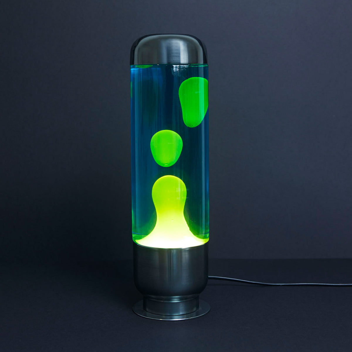 CAPSULE - Lampe à lave - base aluminium lave verte H=35cm - Lucid | Balvi