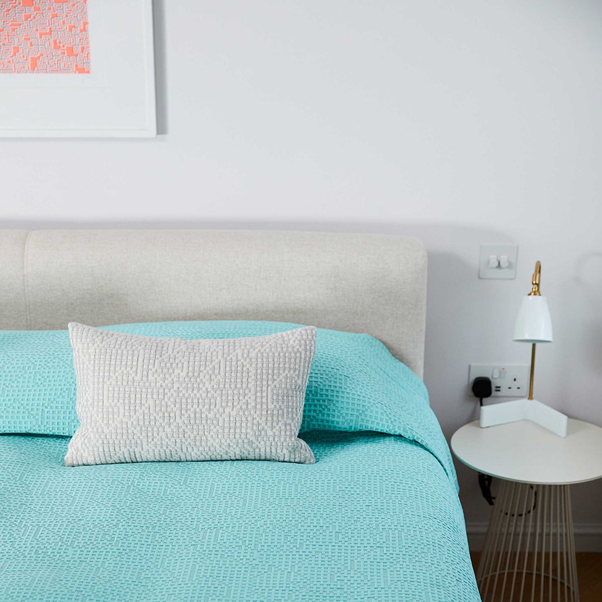 MAPPING BEDSPREAD - mint-farbige TAGES-BETT-DECKE - 235x245 cm - 100% Baumwolle | Cristian Zuzunaga