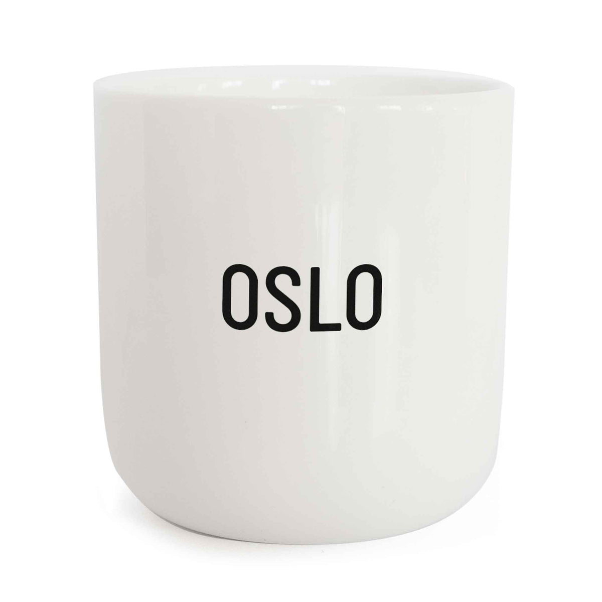 OSLO | weisser Kaffee- & Tee-BECHER mit schwarzer Typo | City Collection | PLTY