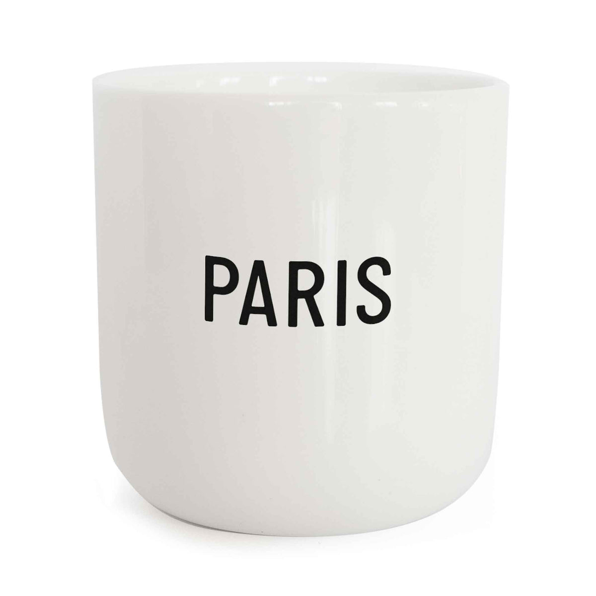 PARIS | weisser Kaffee- & Tee-BECHER mit schwarzer Typo | City Collection | PLTY