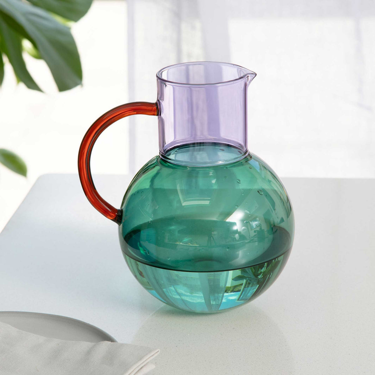 PABLO GLASS JUG - Glas-Krug & Karaffe - Blaugrün & Lila | Block Design