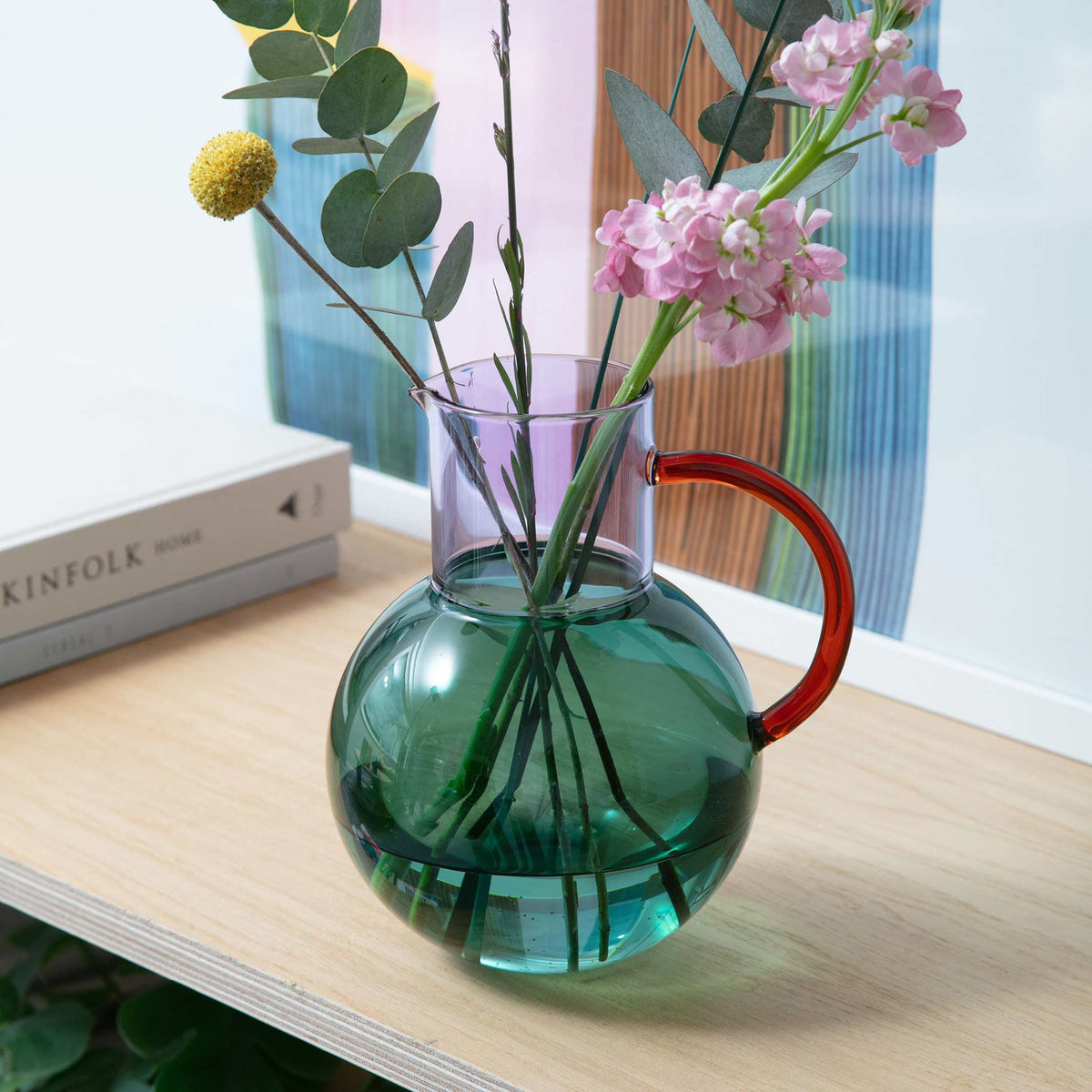 PABLO GLASS JUG - Teal & Lilac Carafe & Vase | Block Design